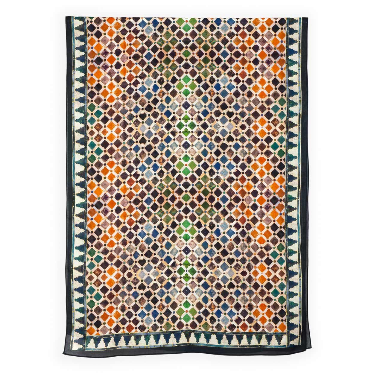 Pañuelo grande multicolor con estampado de mosaicos de La Alhambra de Granada