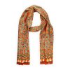 Orange scarf with geometric print inspired by Moroccan mosaic tiles