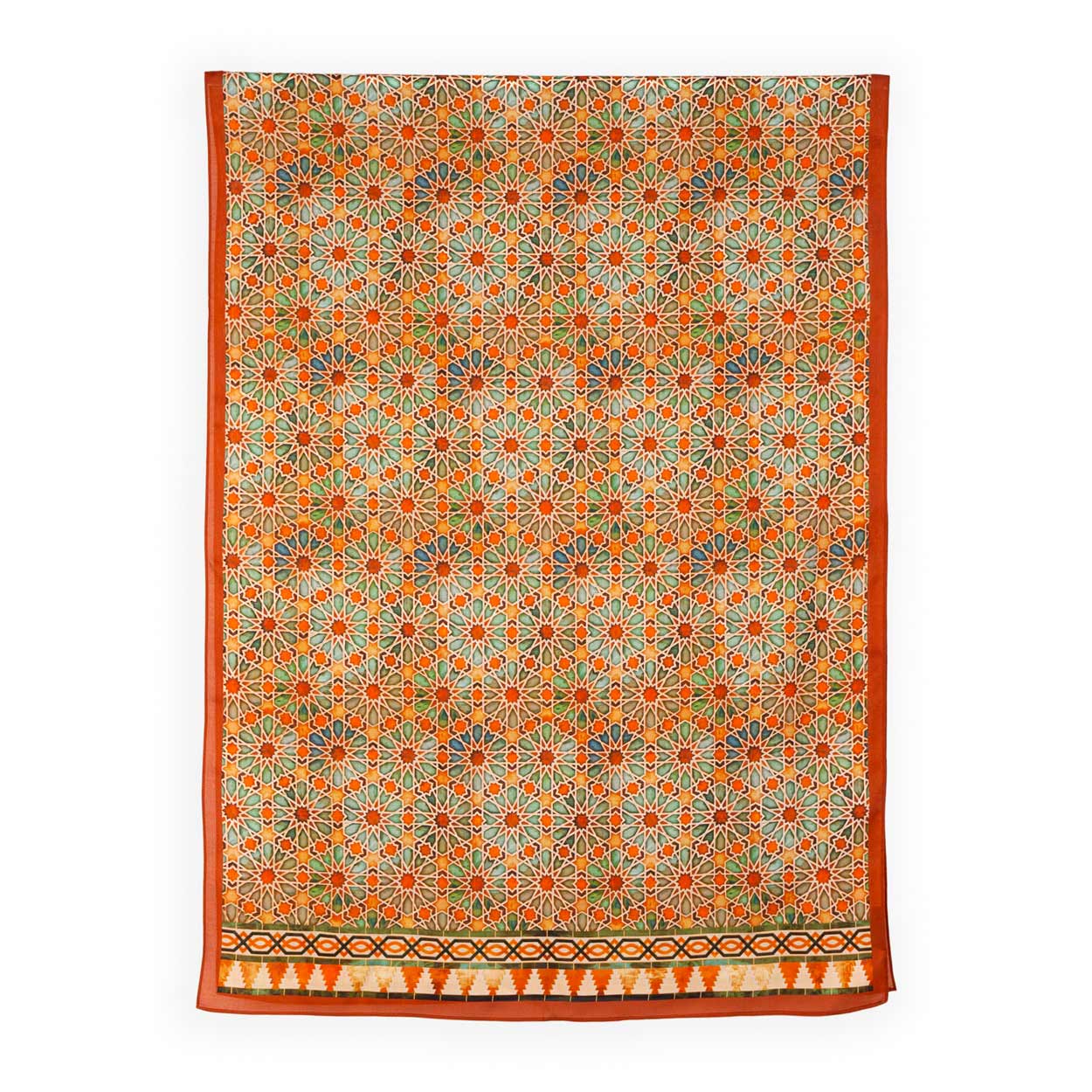 Large orange scarf for women inspired by Alhambra Palace tiles