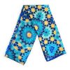Blue and yellow silk scarf for women featuring Islamic Pattern print