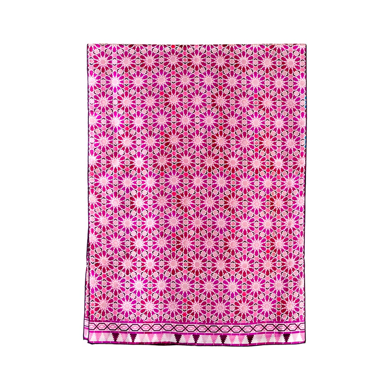 Large pink silk scarf with moorish tiles print