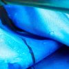 Detail of blue scarf with alcohol ink print