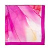 Pink and yellow square silk scarf
