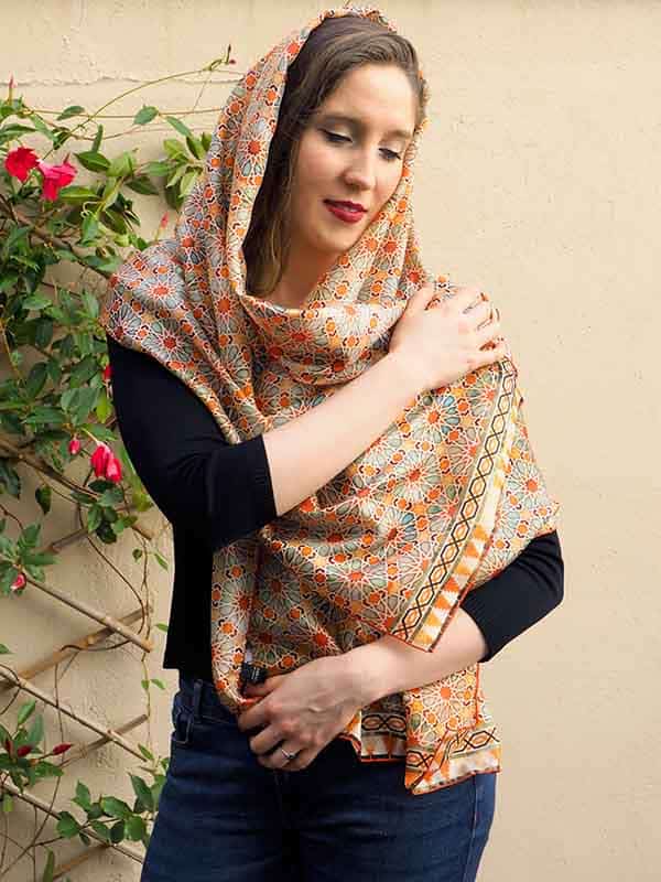Large silk scarf for women