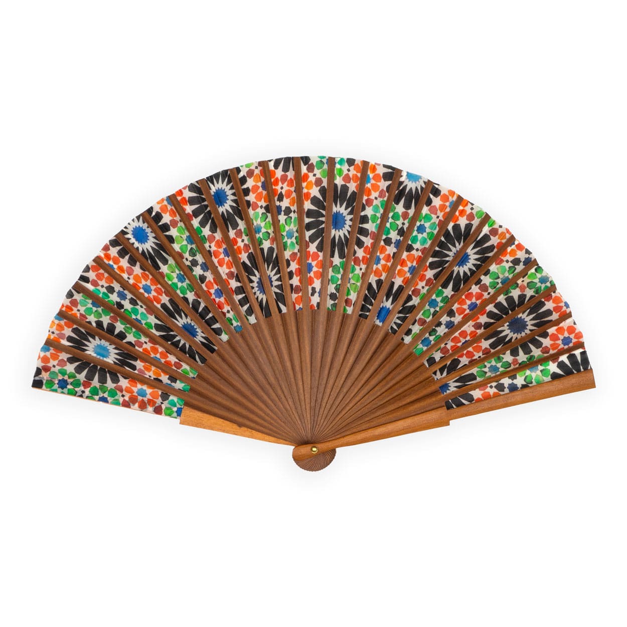 Colorful hand fan inspired by Islamic Art