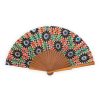 Colorful silk folding fan inspired by Alhambra mosaic tiles