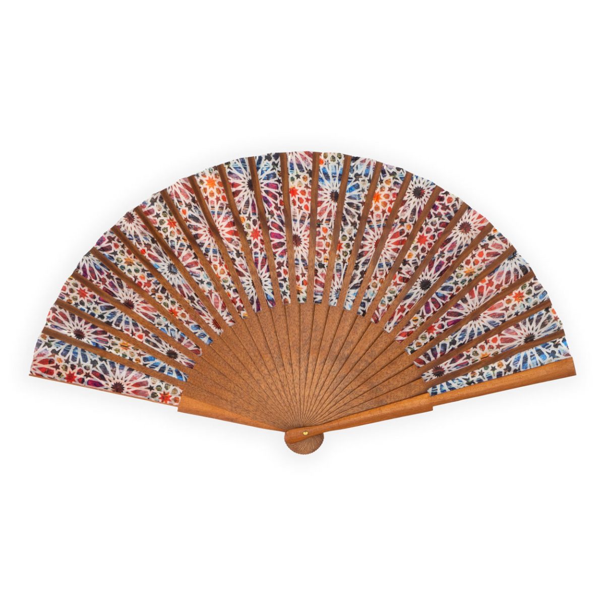 Colorful silk fan inspired by Islamic Geometry
