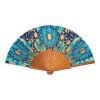 Blue and gold hand fan inspired by Islamic geometry