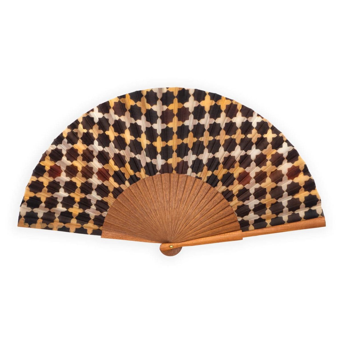 Brown silk fan inspired by islamic geometry patterns