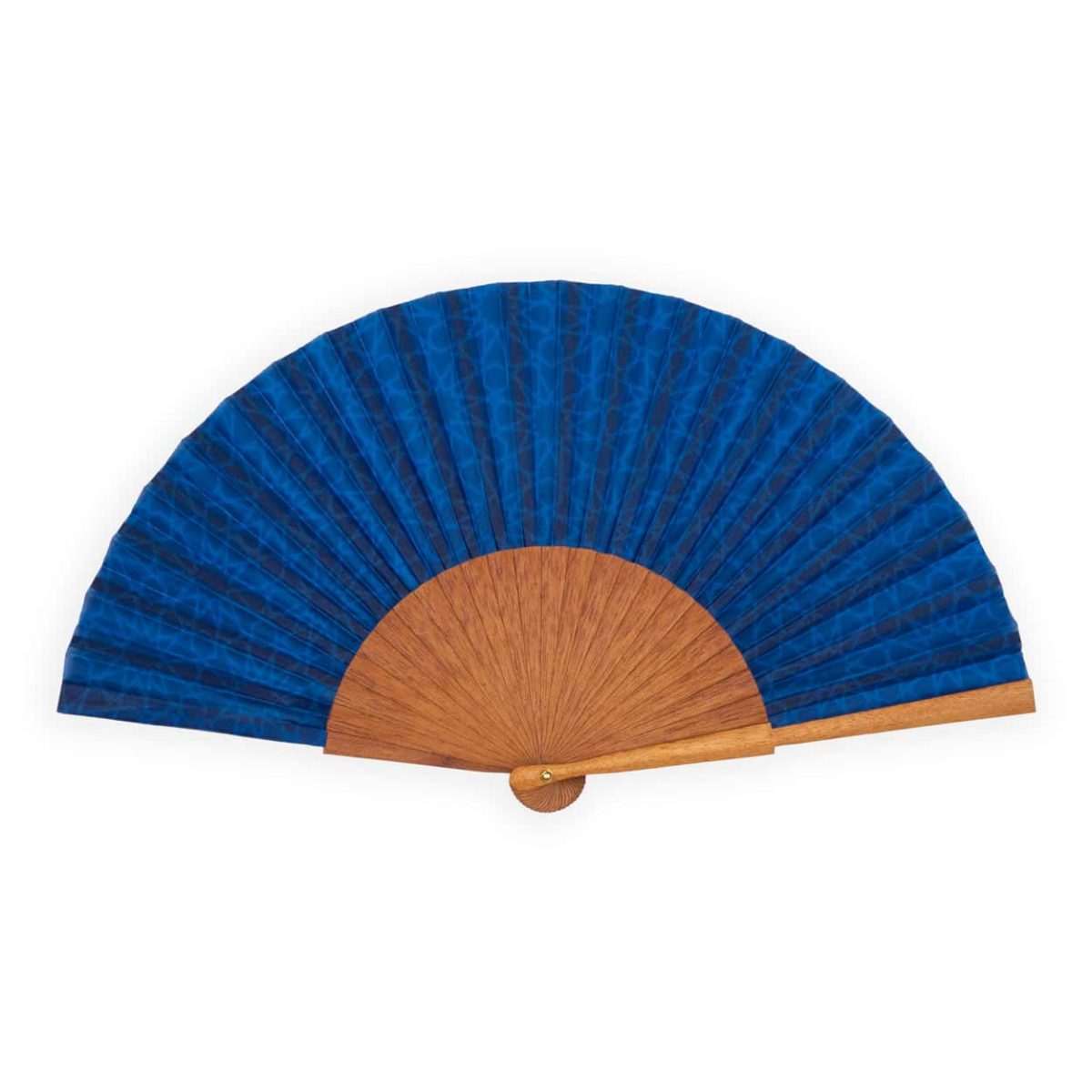 Silk and wood blue hand fan inspired by islamic art