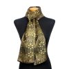 Olive green scarf with floral print inspired by Art Nouveau
