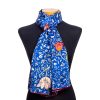 Blue silk scarf with flowers