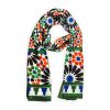Green and orange scarf inspired by Alhambra of Granada mosaic tiles