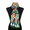 Moroccan print inspired green and orange neck scarf