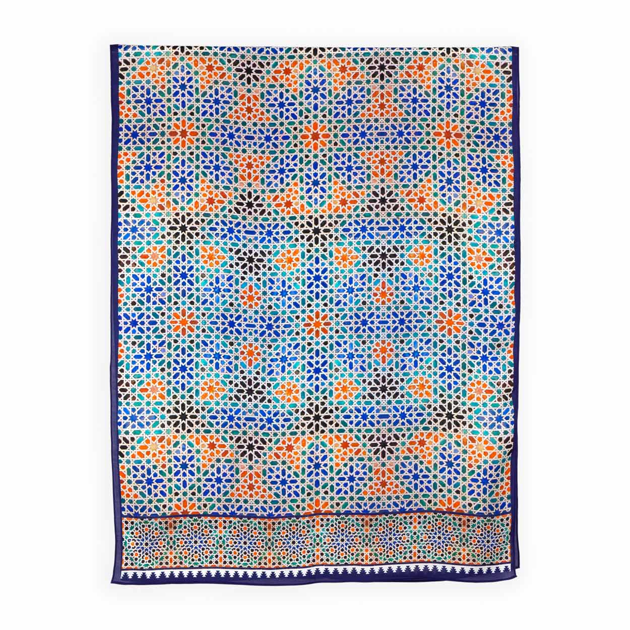 Large shawl for men and women featuring Moorish tile print