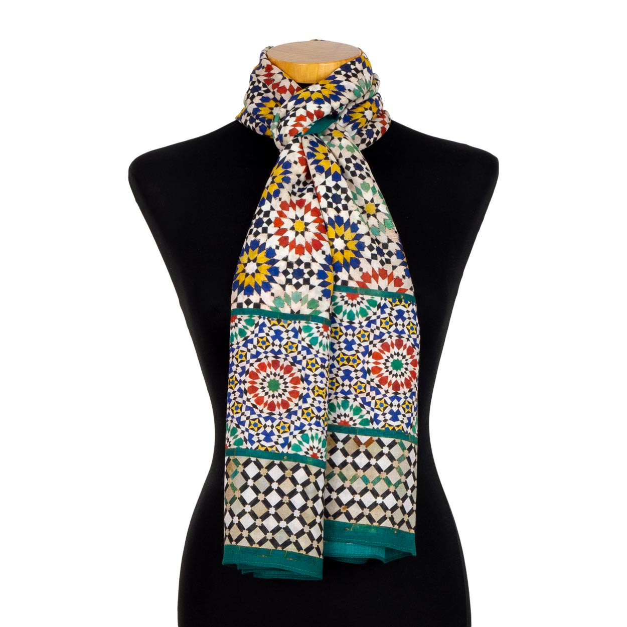 Moroccan mosaic tiles print scarf for women