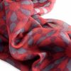 Detail of red and gray scarf of silk and modal