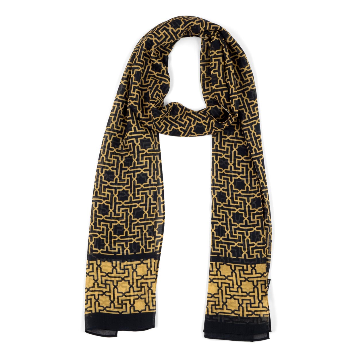 Black and gold scarf for men and women with andalusí pattern
