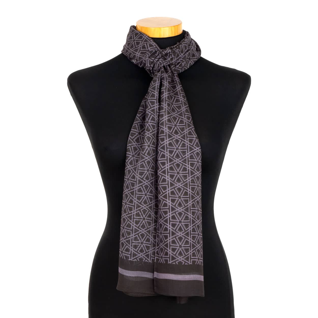 Gray scarf with geometric print