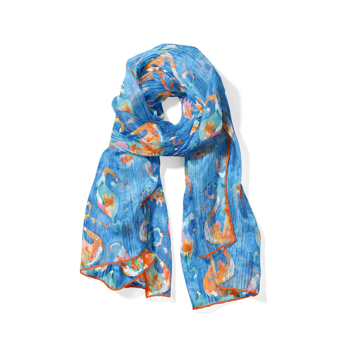Light blue silk scarf for women