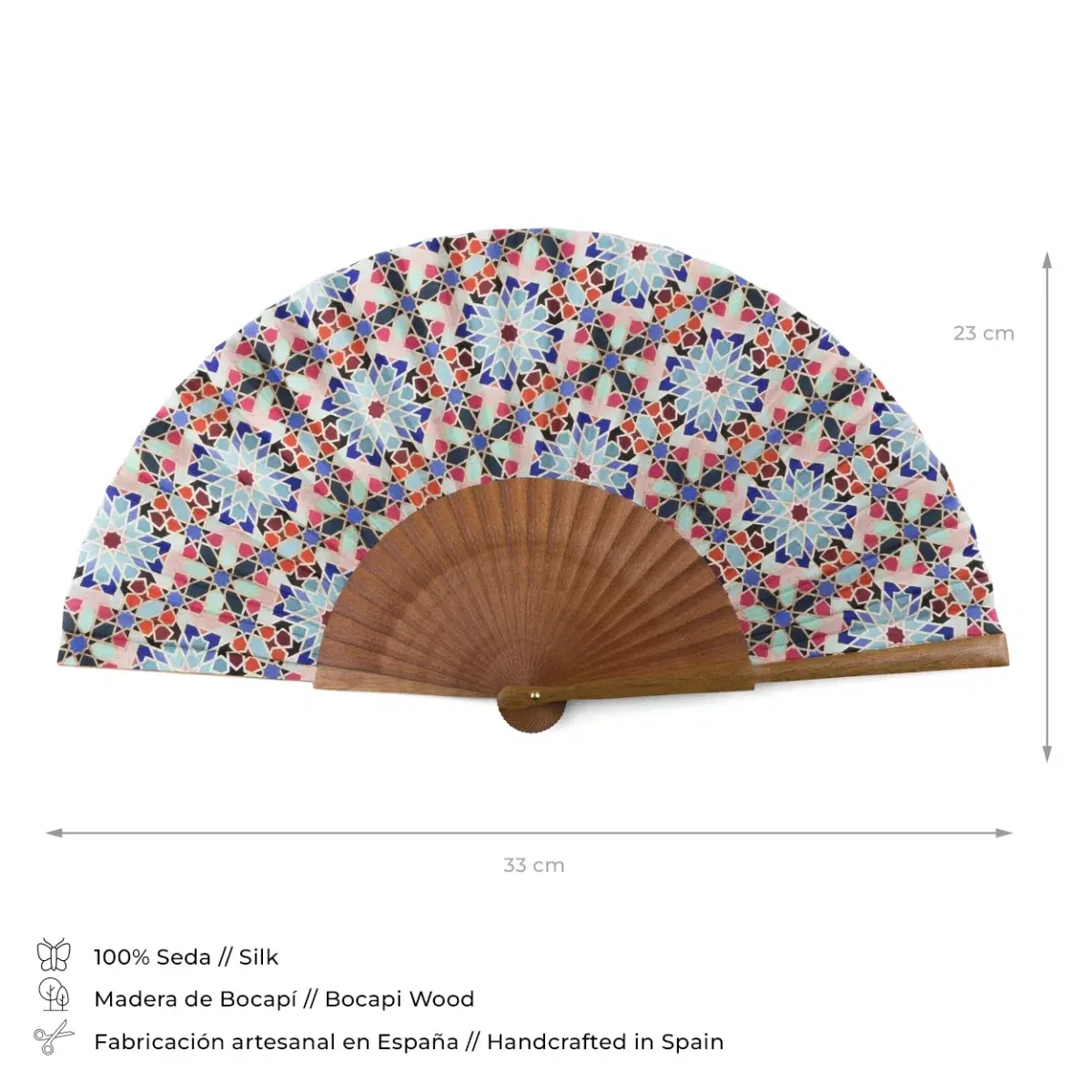 Silk Fan with Composition Details, Manufacturing, and Measurements.