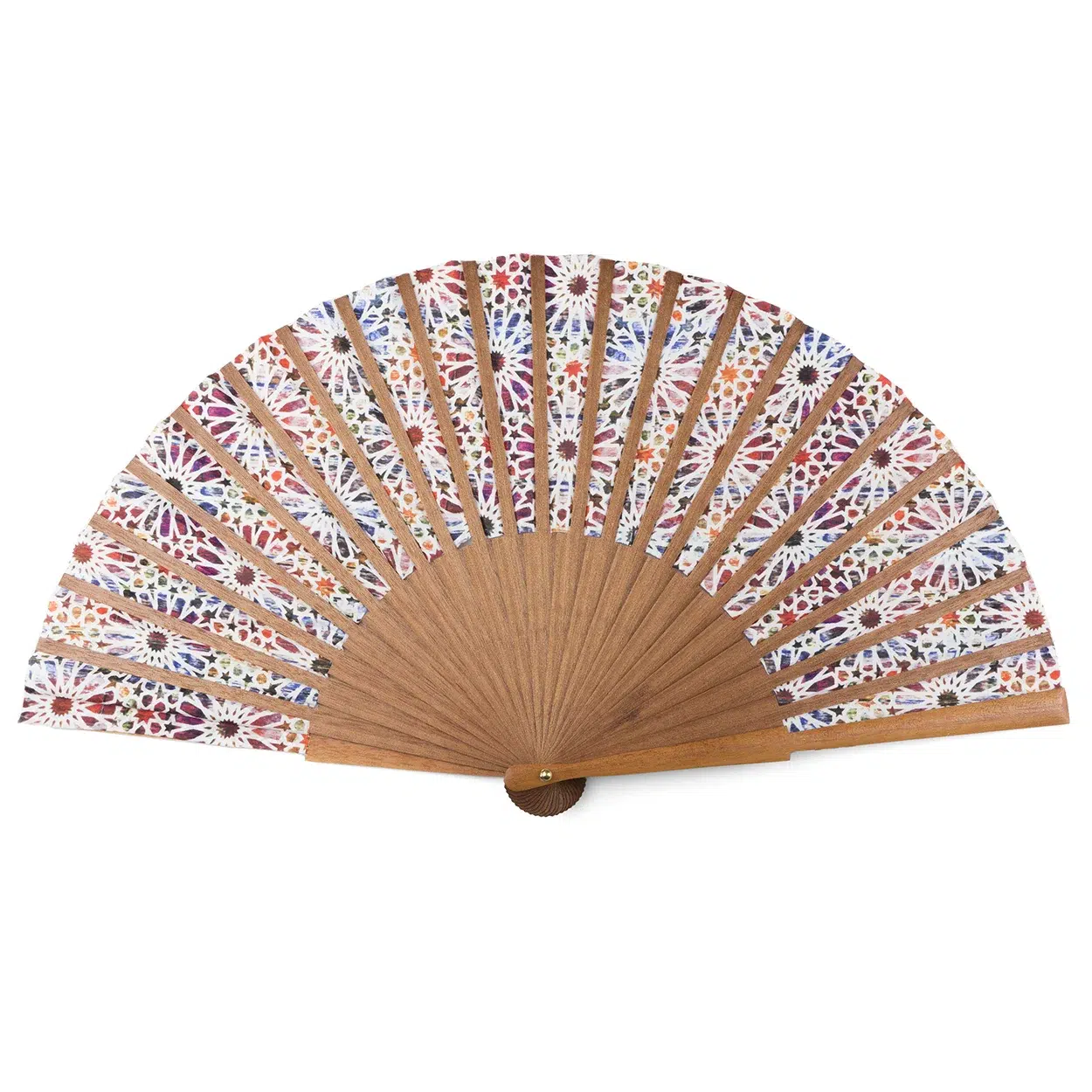 Silk and Wood Fan with Andalusian Print
